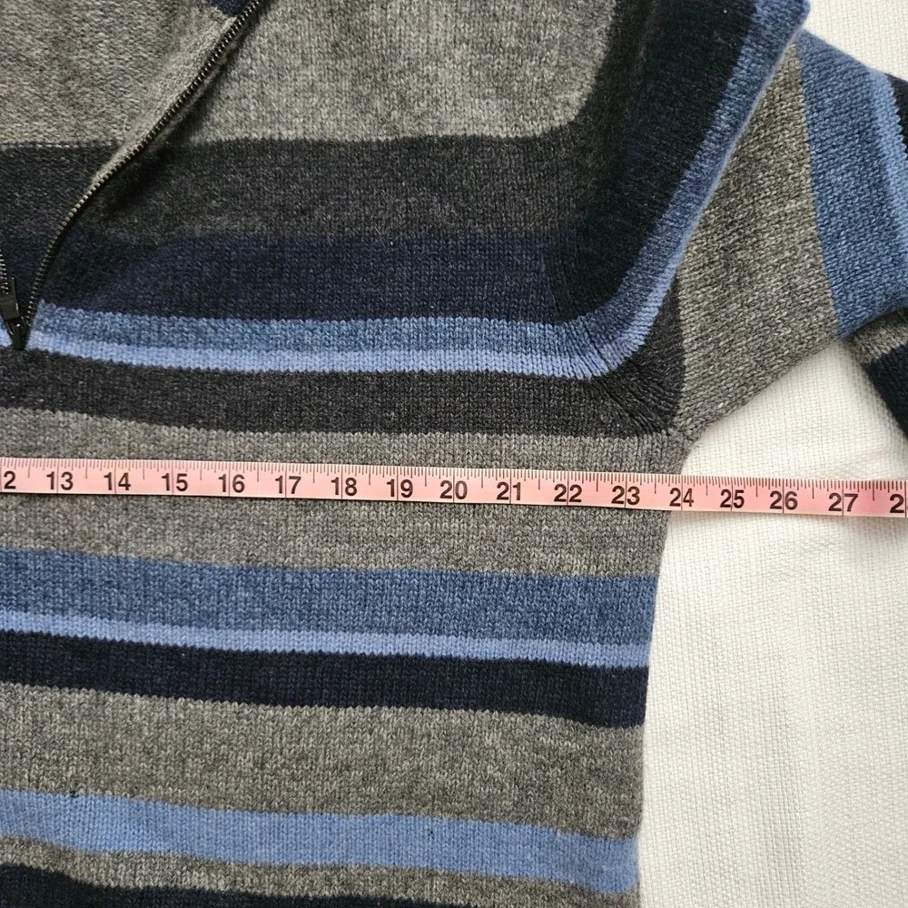 Banana Republic Wool Sweater Mens L Striped Mock Neck Preppy Grandpacore